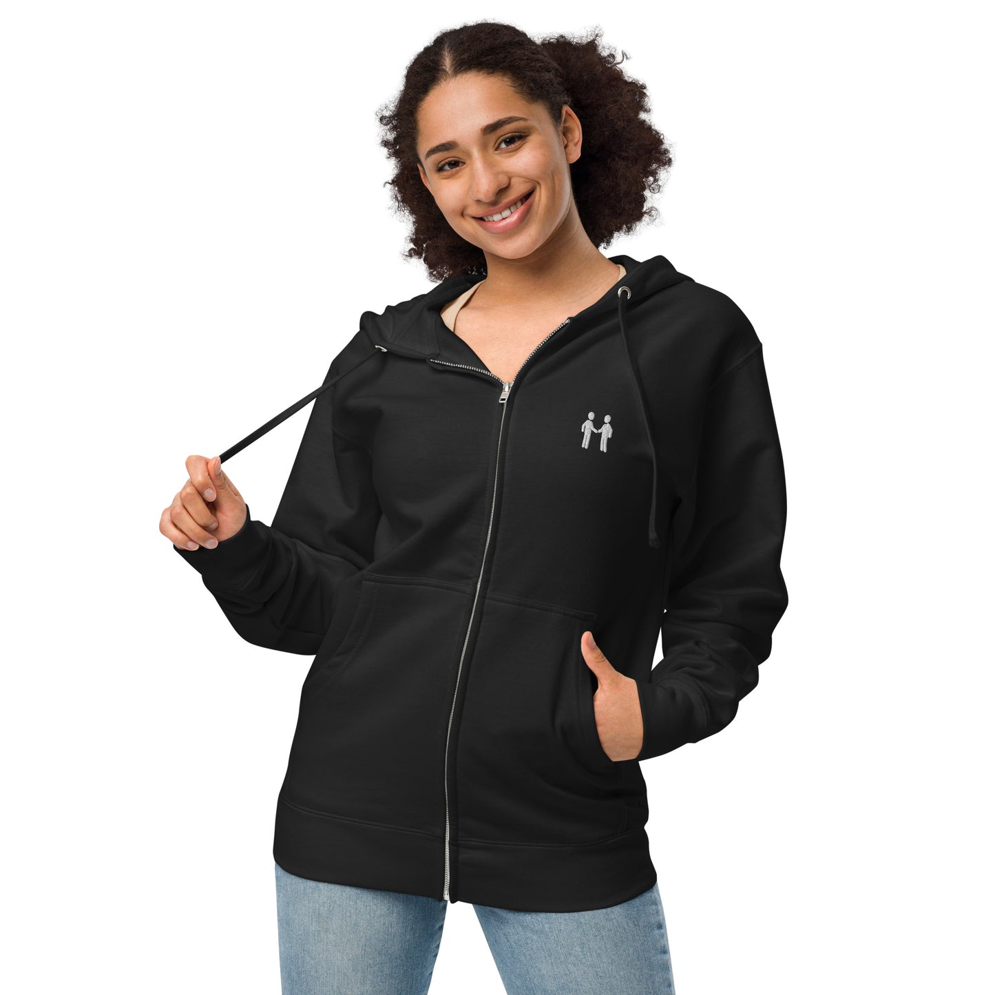 “FOB” Unisex embroidery fleece zip up hoodie