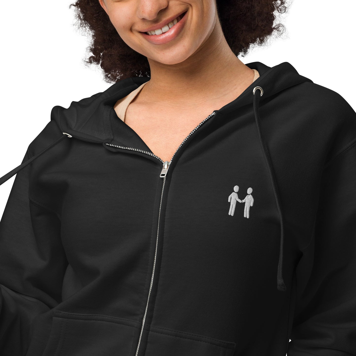 “FOB” Unisex embroidery fleece zip up hoodie